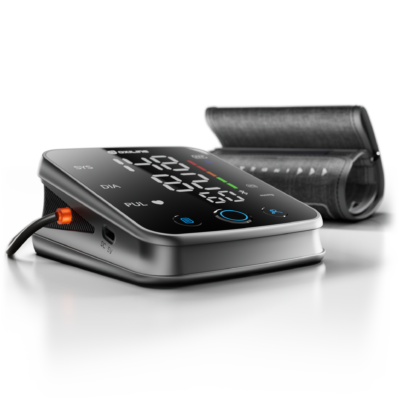 oxiline pressure xs pro blood pressure monitor on a table